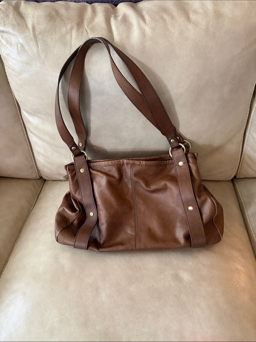 HOBO Chestnut Brown Leather Shoulder Tote